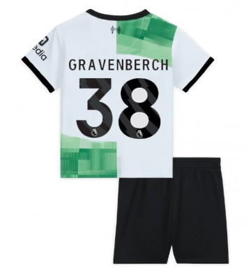 Lacne Dětský Futbalové dres Liverpool Ryan Gravenberch #38 2023-24 Krátky Rukáv - Preč (+ trenírky)